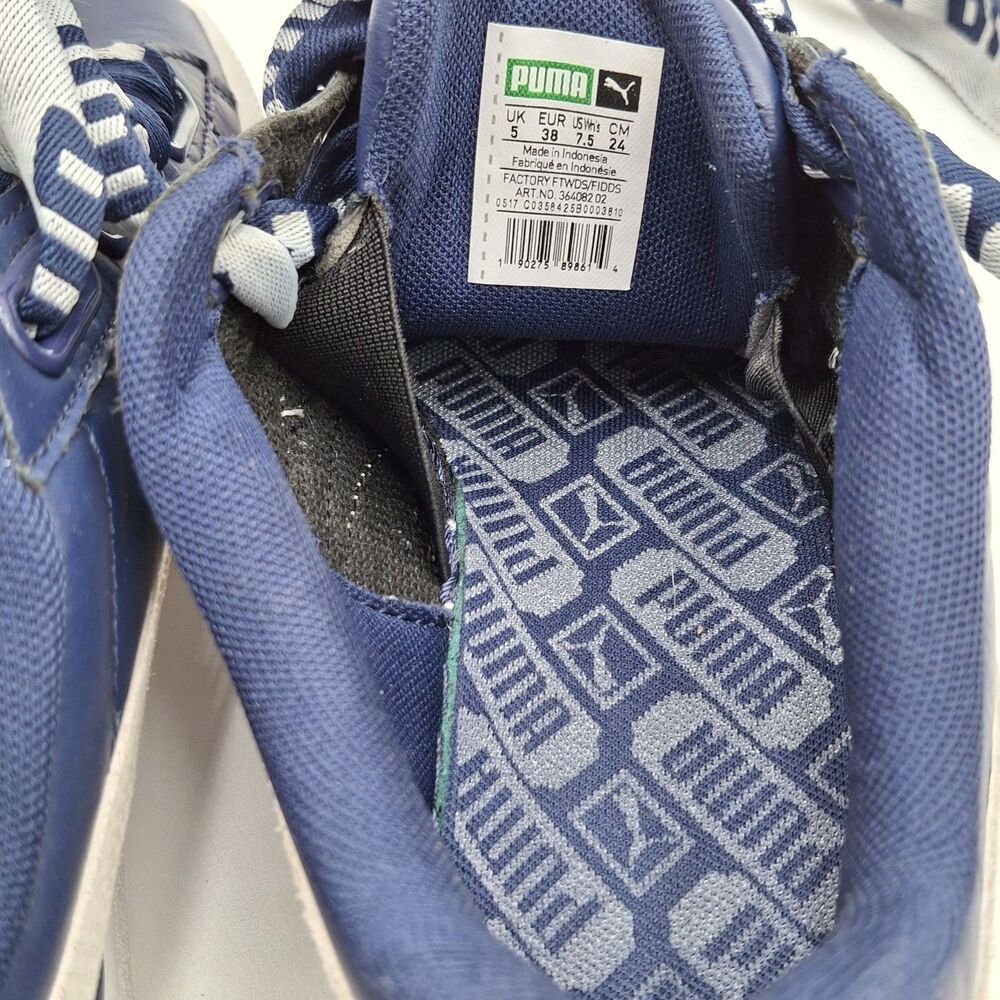 Puma Shoes Women's 7.5 US Basket Heart De Blue/White Leather Sneakers 364082 02 - Picture 15 of 16